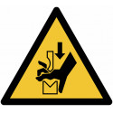Adesivo ISO 7010 assina "Esmagar a mão na engrenagem de uma