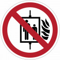ISO 7010 prohibition signs "Do not use the lift in case of