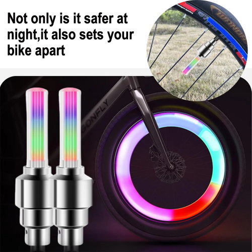 2 Tappi Copri Valvola con LED multicolor per Ruota Bici Auto