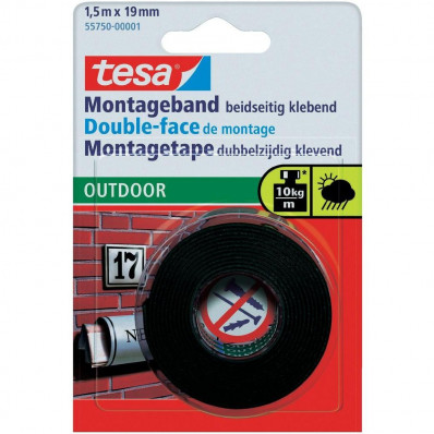 TESA 55750 blister Black Double-side adhesive Tape for outdoors