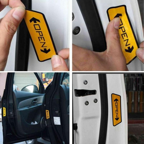 Am _4PCS Selbstklebend Auto Tür Offen Reflektierend Sticker Band Sicherheit War 