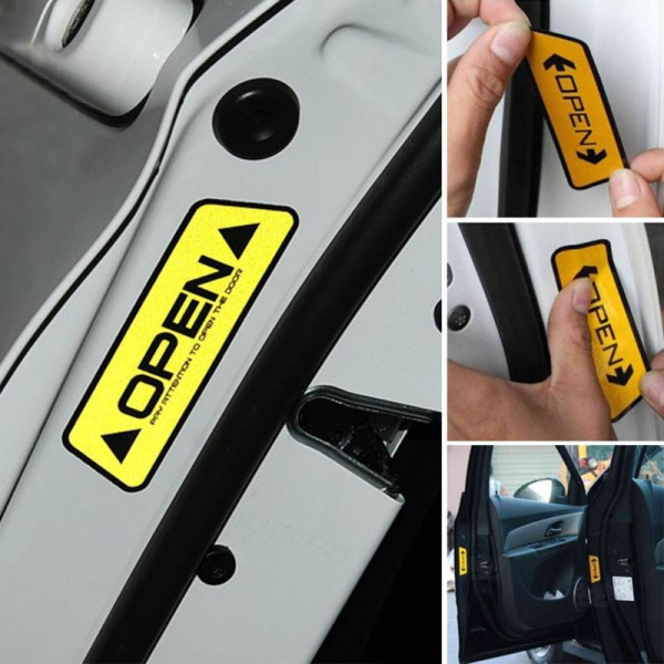 Adesivi di sicurezza per portiera auto rifrangenti, con scritta OPEN Shop