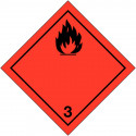 Placa de advertência transporte de “líquidos inflamáveis" ADR