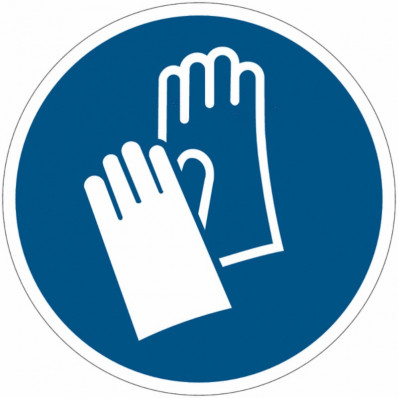 Cartelli di obbligo adesivi ISO 7010 "Usare i guanti