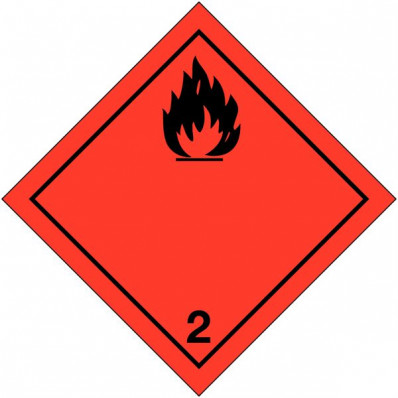 Placa de advertência transporte de “gases inflamáveis" ADR