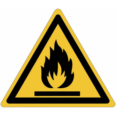 Schilder von Gefahr ISO 7010 "entflammbarem Material"-W021