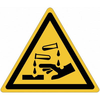 Señales autoadhesivos EN ISO 7010 "Substancias corrosivas" W023