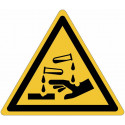 Panneaux autocollants ISO 7010 "Substances corrosives" - W023