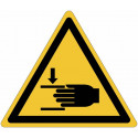 Schilder von Gefahr ISO 7010 "Zerkleinerung der Hände"-W024