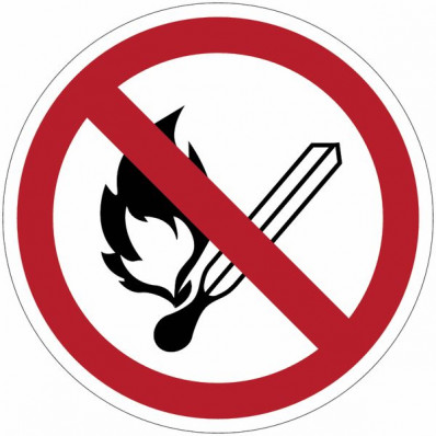 Cartelli di divieto ISO 7010 "Vietato fumare e usare fiamme
