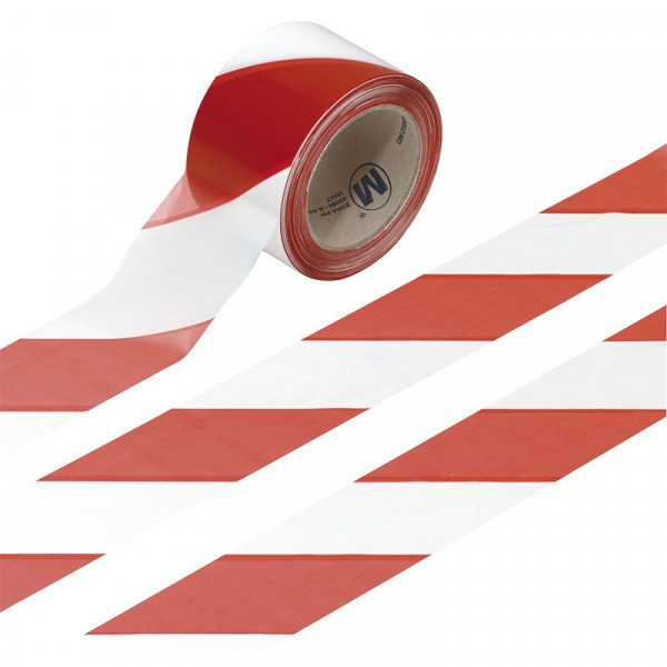 Bande de signalisation rubalise non adhésive rayée rouge blanc 50 mm x 100  m
