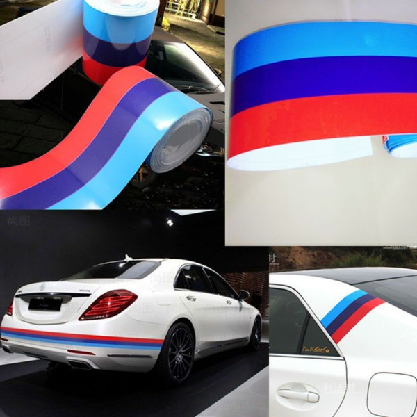 Bandiera adesiva lucida BMW serie M racing sport per carrozzeria auto 15cm