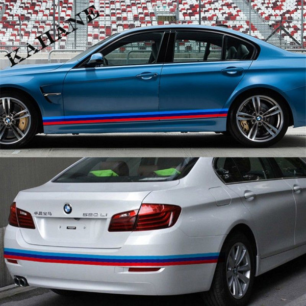 Bandiera adesiva lucida BMW serie M racing sport per carrozzeria auto 15cm  Misura - 150mm(15cm) x