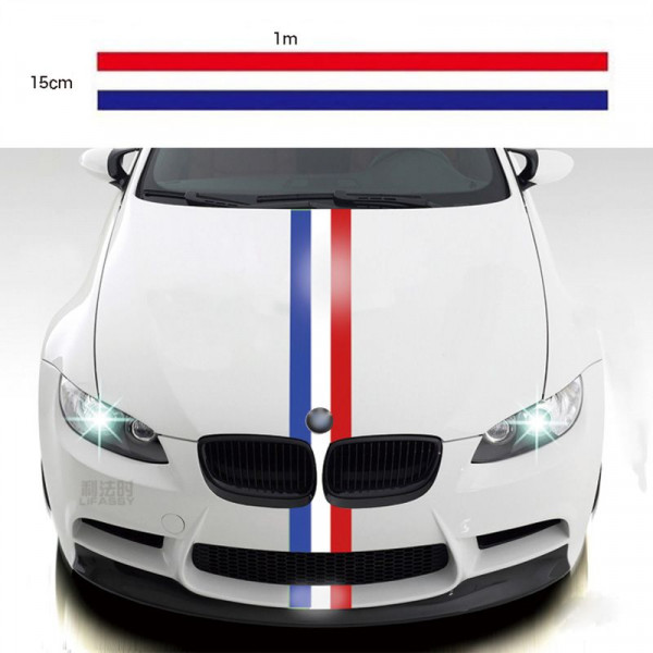 Glanzendes Klebeband französische Flagge für Autoaufbau - 15 cm