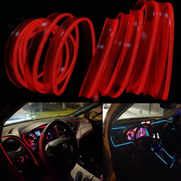 Bande lumineuse LED automatique pour intérieur de voiture, guirxiété El  Wire, ULde lumière néon, ligne de tube, lampe d'ambiance flexible,  accessoire