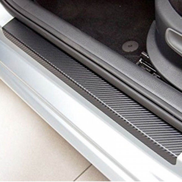 4pcs autocollant de protection de seuil de porte de voiture, protecteurs de  plaque de seuil de porte autocollant réfléchissant en fibre de carbone 4d  décoratif 