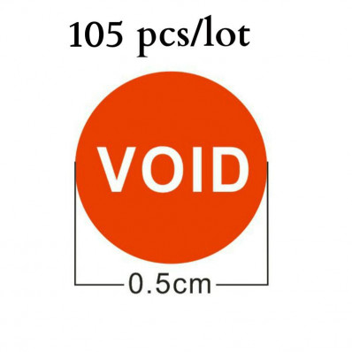 Orange Adhesive anti-tampering dot labels with "VOID"