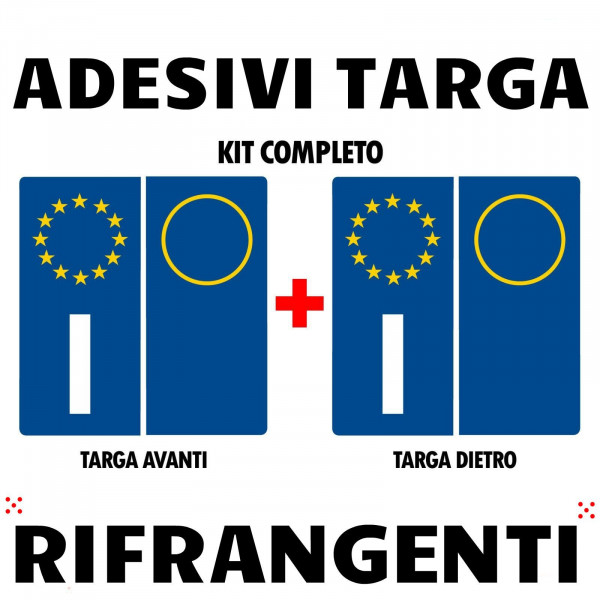 Adesivi per targa italiana kit da 4 pezzi rifrangenti ultra