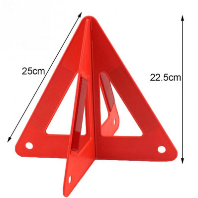 Triangolo avvertimento in plastica con catadiottri a treppiedi piegato