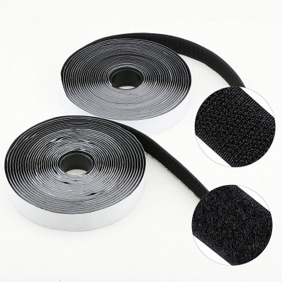 Negro Velcro adhesivo cinta tejido costura de doble cara Velo