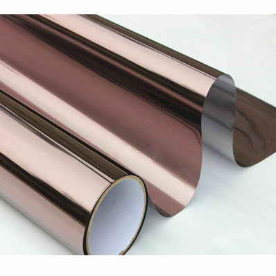 Mirror effect film for windows and windows in silver / bronze