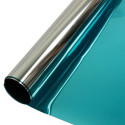 Mirror effect film for windows and windows in silver / blue
