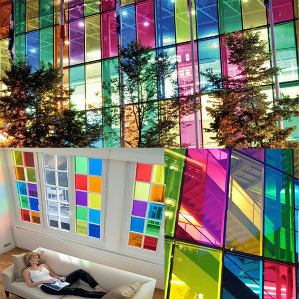 Selbstklebende farbige transparente Folie für Fenster in 8 Farben