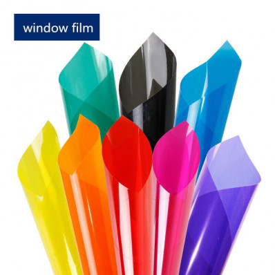 Selbstklebende farbige transparente Folie für Fenster in 8 Farben