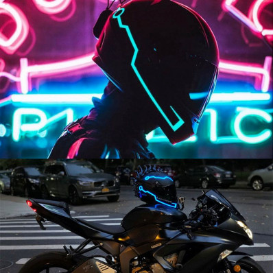 SUOTENG Autocollant de lumière Bricolage pour Casque Casques de Moto à LED Rechargeables Casques de Nuit Signal Signal Strip Strip Strip Universel pour Moto Vélos de vélos
