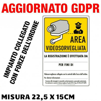 N ° 2 Adhesive signs "VIDEO SURVEILLANCE AREA" Updated GDPR UE