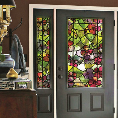 Pellicola privacy opacizzante per finestre e vetrate modello colorato  vetrofania a fiori effetto smerigliato 90cm x 150cm