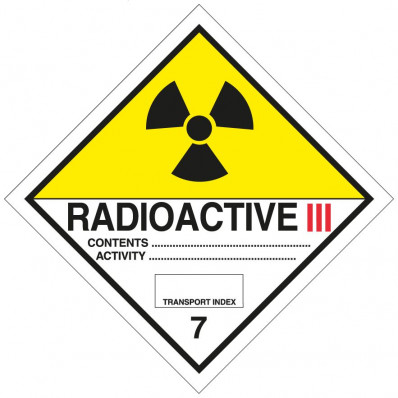 Etichette in PVC Classe 7 Materiali fissili e radioattivi ADR