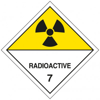 Etiqueta autoadesiva ou suporte de alumínio ADR para a divisão 7.A para "Categoria de Materiais Radioativos II" 300x300mm