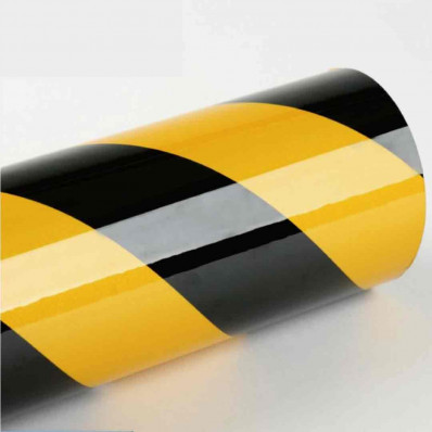 Reflective Black and Yellow chevron hazard warning safety film