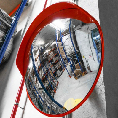 Miroir Grand Angle Transparent pour Le Miroir De Surveillance De Sécurité  Antivol Intérieur, Noir/Rouge pour L'usine Scolaire, Miroir Convexe à Angle