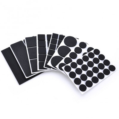 12pcs quadrate ASTRQLE 3Set Black Multi-functional Self Stick Adhesive Thickening Silicone Rubber Non-slip Table Mats Furniture Pads Floor Noise Dampening Bumper Buffer Protection Chair Pad 