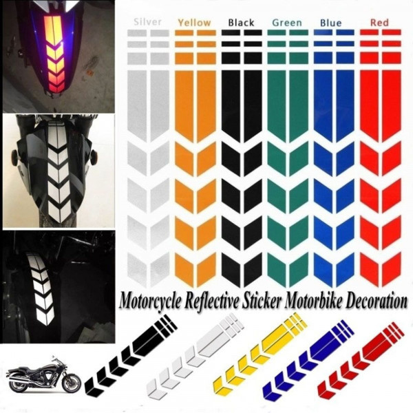 Motorcycle Red Reflective Chevron Safety Decal Kit Be Safe Be Seen at Night