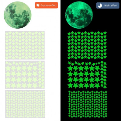 Stickers adesivi Luna e Stelle fosforescenti luminescenti