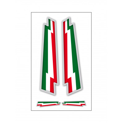 N°4 Adesivi bandiera italiana a saetta in vinile ultra resistente per moto