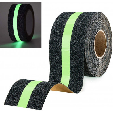 Black Anti-Slip adhesive tape with luminescent line - 50mm Best