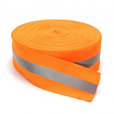 Orange/Grey reflective fabric sew on tape - 50mm x 2MT Best