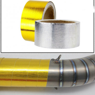 Heat shield tape fire retardant protection gold / silver fiberglass 50mm x 5M