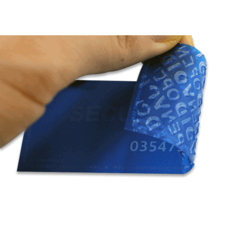 etiquetas inviolables sin residuos color azul 2x3cm