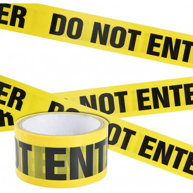 Yellow / black warning tape construction sites with "DO NOT ENTER" writing