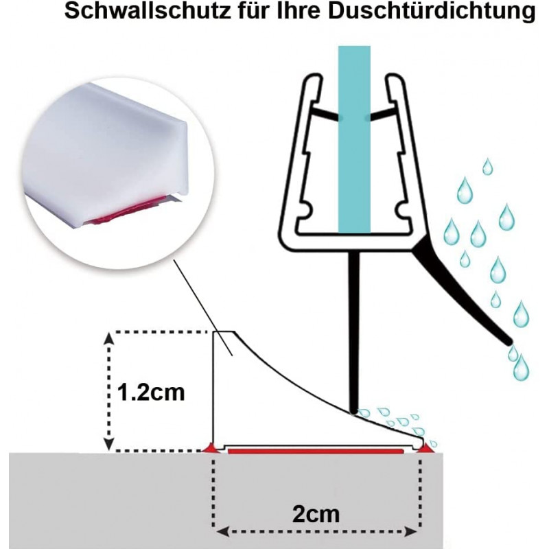 2m silicone doccia soglia acqua diga bagnata camera pavimento barriera,  doccia paraspruzzi gomma vasca di tenuta striscia