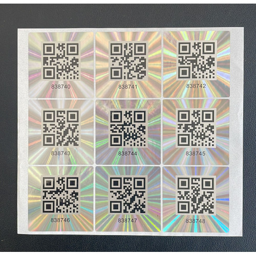 90 Adhesive labels 50mm hologram seals of guarantee and security QR CODE